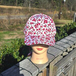 Ladies White & Pink Flower BLING Hat NEW No Tags